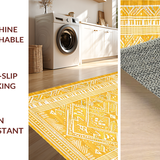 Ultra Soft Area Rug, Non Slip, Stain Resistant, Washable Area Rugs for Living Room, Bedroom, Soft Mustard Geometric Patterns(Yellow)