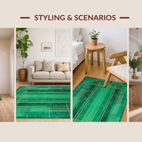 Ultra Soft Area Rug, Non Slip, Stain Resistant, Washable Area Rugs for Living Room, Bedroom, Bold Gold Accented Graphic Motif(Green)