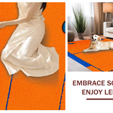 Ultra Soft Area Rug, Non Slip, Stain Resistant, Washable Area Rugs for Living Room, Bedroom, Striking Graphic Tech-Inspired Design(Orange)