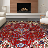 Ultra Soft Area Rug, Non Slip, Stain Resistant, Washable Area Rugs for Living Room, Bedroom, Vibrant Eclectic Abstract Layout(Red)