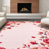 Ultra Soft Area Rug, Non Slip, Stain Resistant, Washable Area Rugs for Living Room, Bedroom, Vibrant Rosebud Textured Delight(Pink)