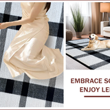 Ultra Soft Area Rug, Non Slip, Stain Resistant, Washable Area Rugs for Living Room, Bedroom, Minimalist Low Pile Stain Resistant Dorm Carpet(Black)