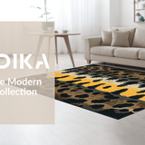 Ultra Soft Area Rug, Non Slip, Stain Resistant, Washable Area Rugs for Living Room, Bedroom, Dynamic Grey Neutral Animal Texture(Black)