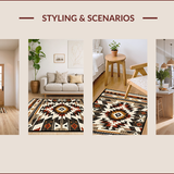 Ultra Soft Area Rug, Non Slip, Stain Resistant, Washable Area Rugs for Living Room, Bedroom, Rustic Earthy Tribal Motif(Beige)