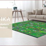 Ultra Soft Area Rug, Non Slip, Stain Resistant, Washable Area Rugs for Living Room, Bedroom, Colorful Children’s Adventure Motif(Green)