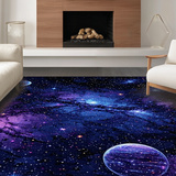 Ultra Soft Area Rug, Non Slip, Stain Resistant, Washable Area Rugs for Living Room, Bedroom, Radiant Planetary Color Splash(Blue)