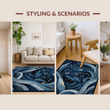 Ultra Soft Area Rug, Non Slip, Stain Resistant, Washable Area Rugs for Living Room, Bedroom, Mystic Kraken Sea Beast Carpet(Blue)