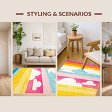 Ultra Soft Area Rug, Non Slip, Stain Resistant, Washable Area Rugs for Living Room, Bedroom, Cute Cheerful Child-Friendly Pattern(Yellow)