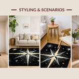 Ultra Soft Area Rug, Non Slip, Stain Resistant, Washable Area Rugs for Living Room, Bedroom, Trendy Cosmic Linear Arrangement(Gold)