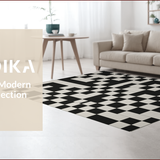 Ultra Soft Area Rug, Non Slip, Stain Resistant, Washable Area Rugs for Living Room, Bedroom, Washable Checkered Bedroom Carpet for Minimalist Decor(Gray)