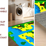 Ultra Soft Area Rug, Non Slip, Stain Resistant, Washable Area Rugs for Living Room, Bedroom, Colorful Volcano Road Map Design(Yellow)