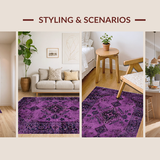 Ultra Soft Area Rug, Non Slip, Stain Resistant, Washable Area Rugs for Living Room, Bedroom, Vintage Ethnic Geometric Arrangement(Purple)