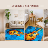 Ultra Soft Area Rug, Non Slip, Stain Resistant, Washable Area Rugs for Living Room, Bedroom, Rustic Circle Instrument Illustration(Yellow)