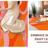 Ultra Soft Area Rug, Non Slip, Stain Resistant, Washable Area Rugs for Living Room, Bedroom, Charming Colorful Fluid Shapes(Orange)