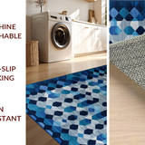 Ultra Soft Area Rug, Non Slip, Stain Resistant, Washable Area Rugs for Living Room, Bedroom, Luxurious Textured Striped Motif(Blue)