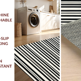 Ultra Soft Area Rug, Non Slip, Stain Resistant, Washable Area Rugs for Living Room, Bedroom, Hand Woven Rug: Bold Contrast Stripe Woven Floor Accent(Black)