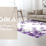 Ultra Soft Area Rug, Non Slip, Stain Resistant, Washable Area Rugs for Living Room, Bedroom, Modern Elegant Floral Composition(Purple)