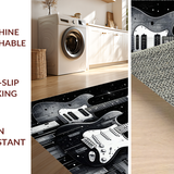 Ultra Soft Area Rug, Non Slip, Stain Resistant, Washable Area Rugs for Living Room, Bedroom, Modern 3D Guitar Artistry(Gray)