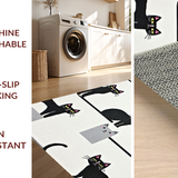 Ultra Soft Area Rug, Non Slip, Stain Resistant, Washable Area Rugs for Living Room, Bedroom, Delightful Stretching Cat Imagery(Black)