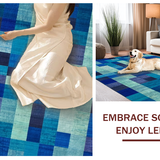 Ultra Soft Area Rug, Non Slip, Stain Resistant, Washable Area Rugs for Living Room, Bedroom, Blue Ribbon Knot Rug with Repeating Bow Shapes and Linear Details(Blue)