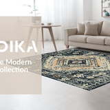 Ultra Soft Area Rug, Non Slip, Stain Resistant, Washable Area Rugs for Living Room, Bedroom, Rustic Dark Vintage Medallion Style(Brown)