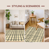 Ultra Soft Area Rug, Non Slip, Stain Resistant, Washable Area Rugs for Living Room, Bedroom, Elegant Beige Diamond Arrangement(Beige)