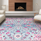 Ultra Soft Area Rug, Non Slip, Stain Resistant, Washable Area Rugs for Living Room, Bedroom, Sophisticated Whimsical Tiled Aesthetic(Blue)