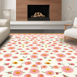 Ultra Soft Area Rug, Non Slip, Stain Resistant, Washable Area Rugs for Living Room, Bedroom, Delicate Microfiber Daisy Pattern(White)