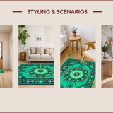 Ultra Soft Area Rug, Non Slip, Stain Resistant, Washable Area Rugs for Living Room, Bedroom, Boho Medallion Forest Green Living Room Rug(Green)