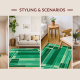 Ultra Soft Area Rug, Non Slip, Stain Resistant, Washable Area Rugs for Living Room, Bedroom, Rustic Geometric Wave Design(Green)