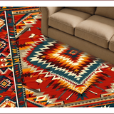 Ultra Soft Area Rug, Non Slip, Stain Resistant, Washable Area Rugs for Living Room, Bedroom, Vibrant Tribal Patterned Artwork(Red)