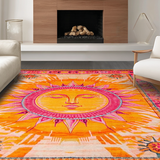 Ultra Soft Area Rug, Non Slip, Stain Resistant, Washable Area Rugs for Living Room, Bedroom, Sunny Whimsical Boho Splash(Orange)