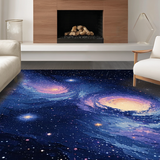 Ultra Soft Area Rug, Non Slip, Stain Resistant, Washable Area Rugs for Living Room, Bedroom, Striking Planetary Celestial Motif(Blue)