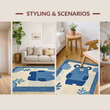 Ultra Soft Area Rug, Non Slip, Stain Resistant, Washable Area Rugs for Living Room, Bedroom, Playful Teddy Bear Illustration(Blue)
