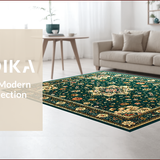Ultra Soft Area Rug, Non Slip, Stain Resistant, Washable Area Rugs for Living Room, Bedroom, Rustic Soft Velvet Tiled Design(Green)