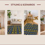 Ultra Soft Area Rug, Non Slip, Stain Resistant, Washable Area Rugs for Living Room, Bedroom, Non-Shedding Navy Yellow Meditation Space Rug(Blue)