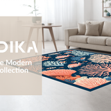 Ultra Soft Area Rug, Non Slip, Stain Resistant, Washable Area Rugs for Living Room, Bedroom, Rustic Navy Diamond Arrangement(Blue)