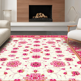 Ultra Soft Area Rug, Non Slip, Stain Resistant, Washable Area Rugs for Living Room, Bedroom, Rustic Gold Diamond Motif Accent(White)
