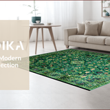 Ultra Soft Area Rug, Non Slip, Stain Resistant, Washable Area Rugs for Living Room, Bedroom, Chic Nature-Inspired Floral Motif(Green)