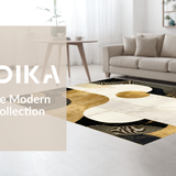 Ultra Soft Area Rug, Non Slip, Stain Resistant, Washable Area Rugs for Living Room, Bedroom, Vibrant Urban Edge Graphic Elements(Gold)
