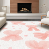 Ultra Soft Area Rug, Non Slip, Stain Resistant, Washable Area Rugs for Living Room, Bedroom, Sweetheart Bowknot Rug: Pastel Pink and White Boho Floor Covering(Beige)