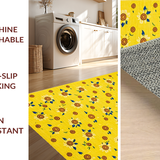 Ultra Soft Area Rug, Non Slip, Stain Resistant, Washable Area Rugs for Living Room, Bedroom, Charming Artful Floral Design(Yellow)