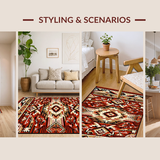 Ultra Soft Area Rug, Non Slip, Stain Resistant, Washable Area Rugs for Living Room, Bedroom, North American Tribal Patterned Beauty(Red)