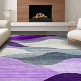 Ultra Soft Area Rug, Non Slip, Stain Resistant, Washable Area Rugs for Living Room, Bedroom, Dynamic Abstract Shapes Ensemble(Purple)