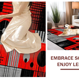 Ultra Soft Area Rug, Non Slip, Stain Resistant, Washable Area Rugs for Living Room, Bedroom, Bold Contemporary Audio Visuals(Red)