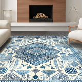 Ultra Soft Area Rug, Non Slip, Stain Resistant, Washable Area Rugs for Living Room, Bedroom, Serene Abstract Blue Pattern(Blue)