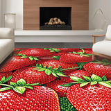 Ultra Soft Area Rug, Non Slip, Stain Resistant, Washable Area Rugs for Living Room, Bedroom, Whimsical Fruit Inspired Aesthetic(Red)