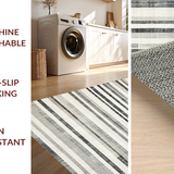 Ultra Soft Area Rug, Non Slip, Stain Resistant, Washable Area Rugs for Living Room, Bedroom, Black & White Striped Rug: Modern Handwoven Design(Gray)