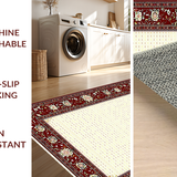 Ultra Soft Area Rug, Non Slip, Stain Resistant, Washable Area Rugs for Living Room, Bedroom, Chic Classic Burgundy Medallion Style(Red)