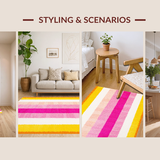 Ultra Soft Area Rug, Non Slip, Stain Resistant, Washable Area Rugs for Living Room, Bedroom, Whimsical Colorful Rainbow Motif(Yellow)